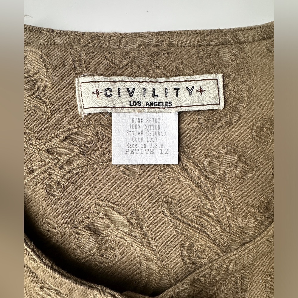 NWT Civility Olive Brown Embroidered Look Lightweight 3/4 Jacket Women’s 12P - Picture 3 of 9